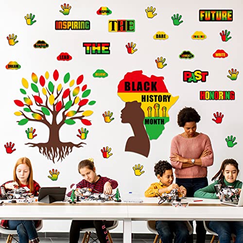 91 Pcs Black History Month Decorations for Classroom Bulletin Board Decorations Bulletin Board Cutouts Sets Wall Diversity Poster African American Celebration Bulletins for Kids Educational Decor