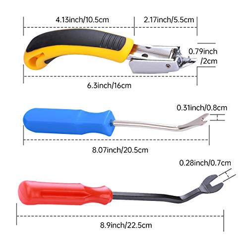 QXUJI 3PCS Upholstery and Construction Staple Remover with Tack Puller Tool, Nail Puller, Carpet Remover, for Removing All Kinds of Staples for Furniture, Floor, Wooden Case, Carton, Photo Frame