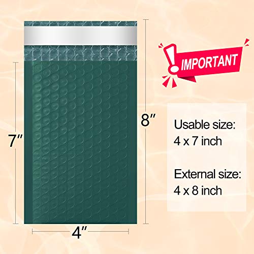 Famagic Bubble Mailers 4x8 Inch 50pc Ultramarine Green Shipping Bags, Chic Packaging Bags For Small Business, Colored Padded Mailing Envelopes, Opaque Matte Self Seal Bubble Poly Mailers Bulk #000