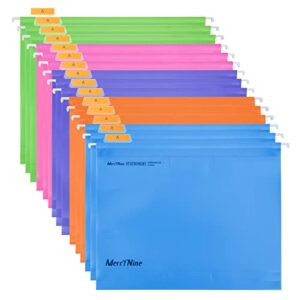 merrynine hanging file folders, 15pcs letter size suspension files, polypropylene filing cabinet suspension files with tabs and card inserts for school home work office organization (colorful)