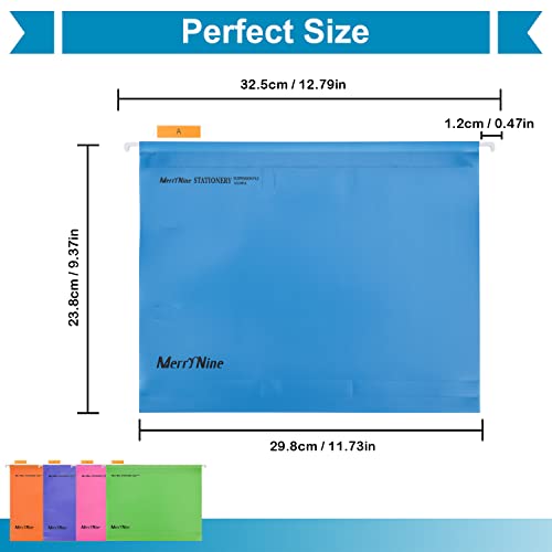 MerryNine Hanging File Folders, 15PCS Letter Size Suspension Files, Polypropylene Filing Cabinet Suspension Files with Tabs and Card Inserts for School Home Work Office Organization (Colorful)