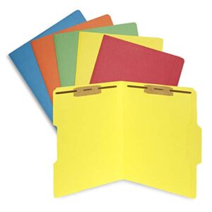 50 assorted color fastener file folders – 1/3 cut reinforced tab – durable 2 prongs bonded fastener designed to organize standard medical files, law client files, office reports – letter size
