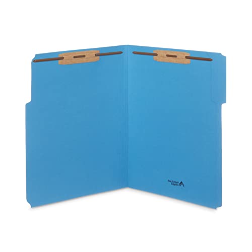 50 Assorted Color Fastener File Folders - 1/3 Cut Reinforced Tab - Durable 2 Prongs Bonded Fastener Designed to Organize Standard Medical Files, Law Client Files, Office Reports - Letter Size