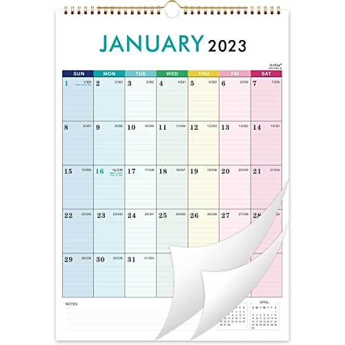 Wall Calendar 2023-2024 - Calendar 2023-2024, Jan. 2023 - Jun. 2024, 12" x 17", 2023 Wall Calendar with Thick Paper, Twin-Wire Binding + Hanging Hook + Large Blocks with Julian Dates - Colorful Lump