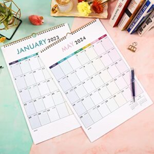 Wall Calendar 2023-2024 - Calendar 2023-2024, Jan. 2023 - Jun. 2024, 12" x 17", 2023 Wall Calendar with Thick Paper, Twin-Wire Binding + Hanging Hook + Large Blocks with Julian Dates - Colorful Lump