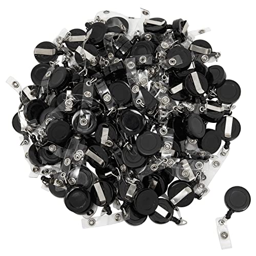 100 Pack Retractable ID Badge Reel for Card Holders with Clips, Nurses and Teachers, Office Supplies (26.5 in)