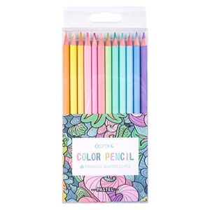 ecotree macaron colored pencils, soften wood, pastel coloring for adult and kids, pack of 12