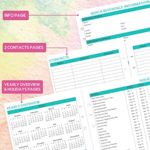 2023 Planner Refills - Planner Refills 2023, 2023 Weekly & Monthly Planner Refills, 2023 Planner Inserts, A5 Planner Refills, A5 Planner Inserts, 5-1/2" x 8-1/2", Jan.2023-Dec.2023, 7-Hole Punched - Watercolor Ink