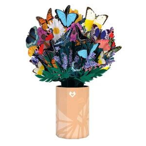lovepop butterfly paper flower bouquet, 3d pop up paper flowers, birthday pop up card, card for mom, card for wife, anniversary pop up card, 3d paper flower bouquet