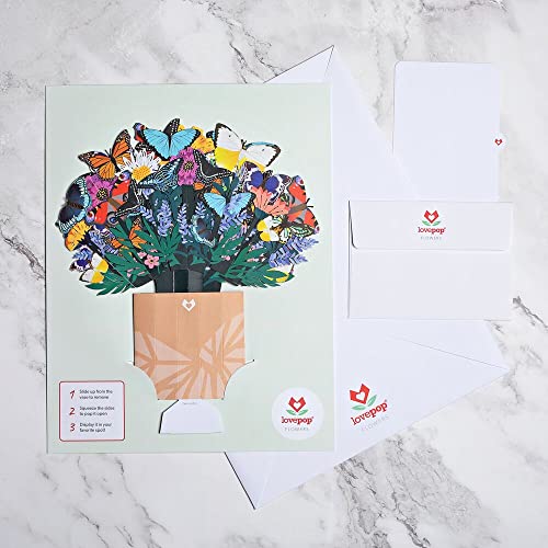 Lovepop Butterfly Paper Flower Bouquet, 3D Pop Up Paper Flowers, Birthday Pop Up Card, Card for Mom, Card for Wife, Anniversary Pop Up Card, 3D Paper Flower Bouquet