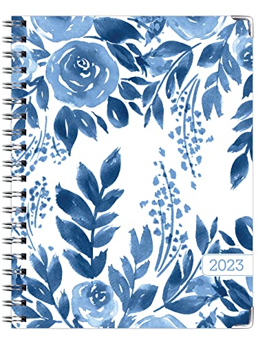 HARDCOVER 2023 Planner: (November 2022 Through December 2023) 8.5"x11" Daily Weekly Monthly Planner Yearly Agenda. Bookmark, Pocket Folder and Sticky Note Set (Blue Bloom)