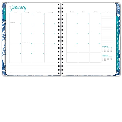 HARDCOVER 2023 Planner: (November 2022 Through December 2023) 8.5"x11" Daily Weekly Monthly Planner Yearly Agenda. Bookmark, Pocket Folder and Sticky Note Set (Blue Bloom)