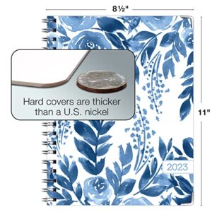 HARDCOVER 2023 Planner: (November 2022 Through December 2023) 8.5"x11" Daily Weekly Monthly Planner Yearly Agenda. Bookmark, Pocket Folder and Sticky Note Set (Blue Bloom)