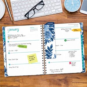 HARDCOVER 2023 Planner: (November 2022 Through December 2023) 8.5"x11" Daily Weekly Monthly Planner Yearly Agenda. Bookmark, Pocket Folder and Sticky Note Set (Blue Bloom)