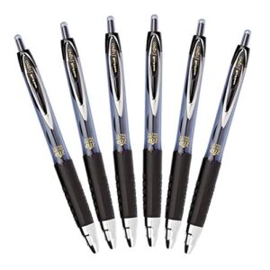 uni-ball signo 207 retractable gel pen, 0.38mm ultra-micro point, black, pack of 6