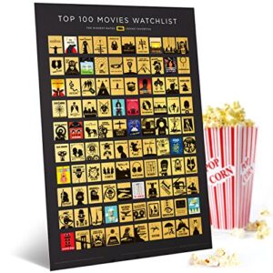 official imdb top 100 movies scratch off poster – made in usa with imdb – premium bucket list – 16.5×23.4″ – unique gift for film lovers featuring 100 top imdb films of all time