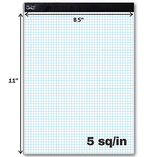 Mr. Pen Graph Paper, 5x5 (5 Squares per inch), 11"x8.5" Engineering Graph Paper Pad, 55 Sheet