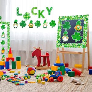 Kepeel 95 Pieces St. Patrick's Day Shamrocks Cutouts Bulletin Board Decorations, St. Patrick’s Lucky Gnome Paper Cutouts Bulletin Trim Board Border Stickers for Holiday Classroom School Supplies