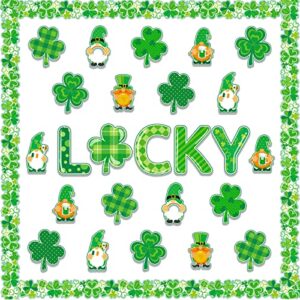 kepeel 95 pieces st. patrick’s day shamrocks cutouts bulletin board decorations, st. patrick’s lucky gnome paper cutouts bulletin trim board border stickers for holiday classroom school supplies