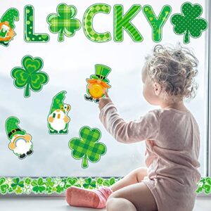 Kepeel 95 Pieces St. Patrick's Day Shamrocks Cutouts Bulletin Board Decorations, St. Patrick’s Lucky Gnome Paper Cutouts Bulletin Trim Board Border Stickers for Holiday Classroom School Supplies