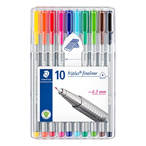 STAEDTLER Triplus Fineliner 0.3 mm Porous Point Pen 334 - SB10, 10 pack