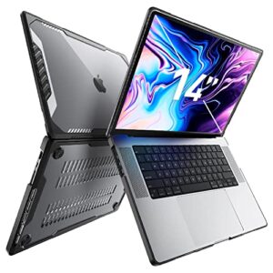 supcase unicorn beetle case for macbook pro 14 inch (2023/2021) a2779 m2 pro / m2 max & a2442 m1 pro / m1 max, dual layer hard shell protective cover for macbook pro 14″ with touch id (black)