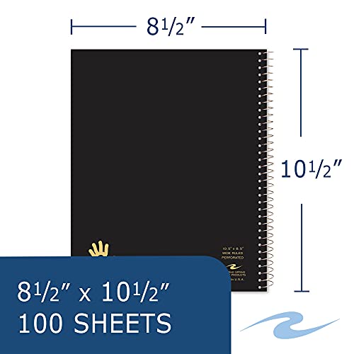 Roaring Spring Lefty Wirebound Spiral Left Handed Notebook, One Subject, 8.5"x10.5", 100 White Sheets Wide Ruled Paper, Asst Colors, Right Side Wire For Easier Use, Perforated, 3 Hole Punched