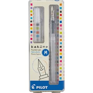 pilot kakuno fountain pen, clear barrel, medium nib (10822)