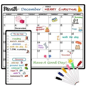 magnetic dry erase refrigerator calendar with markers – monthly fridge calendar and today list, fridge whiteboard with back magnet