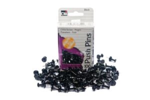 charles leonard push pins, black, 100-pack (200-bk)