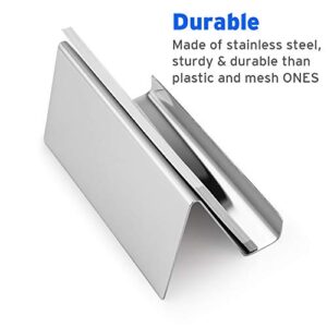 Sooez Business Card Holders Stand for Desk, 3 Pack Office Stainless Steel Business Card Table Top Display Stand Metal Name Card Holder Desktop Collection Rack Organizer, Mirror Silver