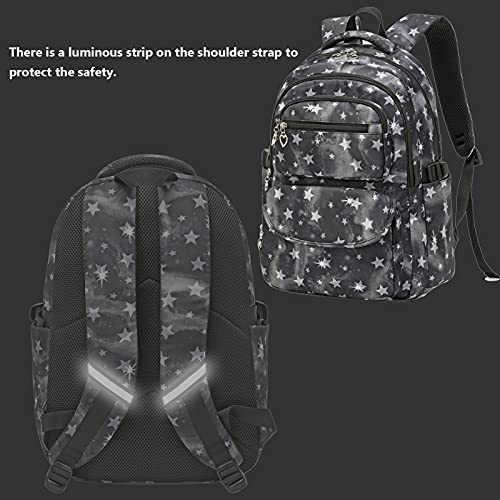 goldwheat Star Print Backpack Sets Kids Bookbag With Lunch Pack Pencil Case 3pcs, For Elementary Students Knapsack and Teens