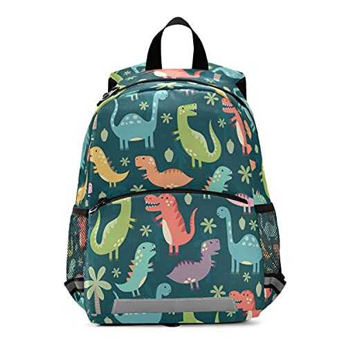 ALAZA Cute Dinosaur Toddler Backpack for Boys Girls,Colorful Dinosaur Kid's Backpack,Kindergarten Children Bag Preschool Nursery Travel Bag Daycare Bag with Safety Leash