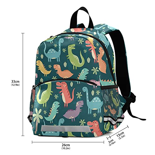 ALAZA Cute Dinosaur Toddler Backpack for Boys Girls,Colorful Dinosaur Kid's Backpack,Kindergarten Children Bag Preschool Nursery Travel Bag Daycare Bag with Safety Leash