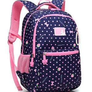 MIFULGOO Kid Girl School Backpack Water Resistant Elementary Dot Bookbag with Chest Strap (RoyalBlue)