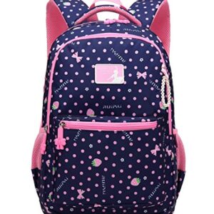 MIFULGOO Kid Girl School Backpack Water Resistant Elementary Dot Bookbag with Chest Strap (RoyalBlue)