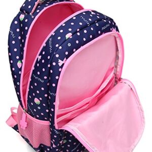 MIFULGOO Kid Girl School Backpack Water Resistant Elementary Dot Bookbag with Chest Strap (RoyalBlue)