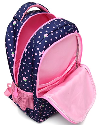 MIFULGOO Kid Girl School Backpack Water Resistant Elementary Dot Bookbag with Chest Strap (RoyalBlue)