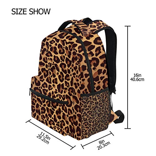 AUUXVA Animal Leopard Print Durable Backpack College School Book Shoulder Bag Travel Daypack for Boys Girls Man Woman