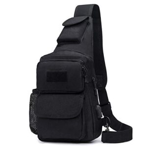 baigio tactical sling bag crossbody pack one shoulder backpack (black)