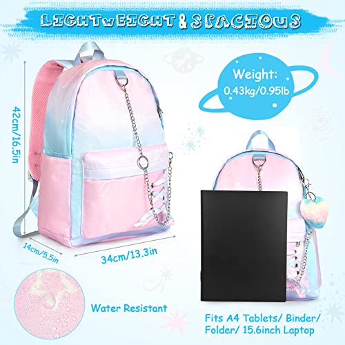 Girls Backpack, Gradient Lightweight Kids School Backpacks for Girls, Cute Book Bag for Girl for Kid Students Elementary Middle School, Kids' School Bag, 16.5*12*5in Pink