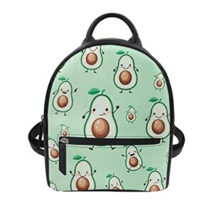 pzz beach cute cartoon avocado green mini women pu leather backpack purse travel casual small bag for women teen girls