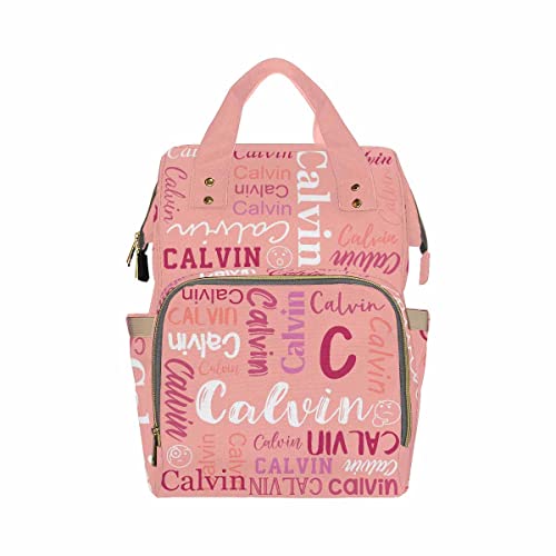 Customize Name Backpack, Text Name Logo Dark Pink Personalized Diapering Bag Backpack Nappy Baby Bags Casual Daypack Travel Shoulder Bag for Teens Unisex Hiking Camping Work Outdoor