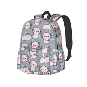 ennankob axolotl pattern backpacks 3d casual light weight backpack bookbag for girls boys teens black