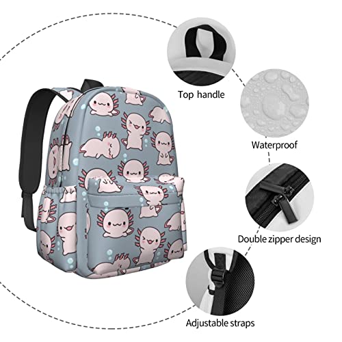 Ennankob Axolotl Pattern Backpacks 3d Casual Light Weight Backpack Bookbag For Girls Boys Teens Black