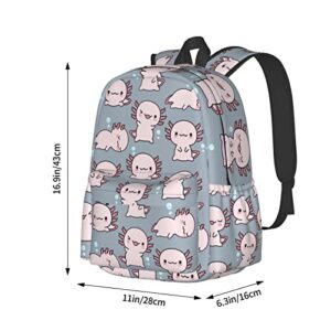 Ennankob Axolotl Pattern Backpacks 3d Casual Light Weight Backpack Bookbag For Girls Boys Teens Black