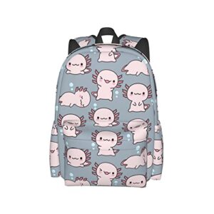 Ennankob Axolotl Pattern Backpacks 3d Casual Light Weight Backpack Bookbag For Girls Boys Teens Black