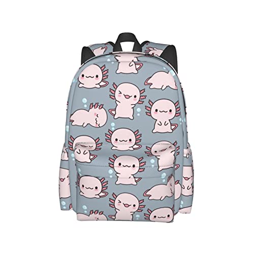 Ennankob Axolotl Pattern Backpacks 3d Casual Light Weight Backpack Bookbag For Girls Boys Teens Black