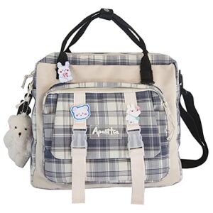 aomoon kawaii backpack japanese cute school bag ita bag jk uniform bag aesthetic backpack with pin and cute accessories for girls (black)