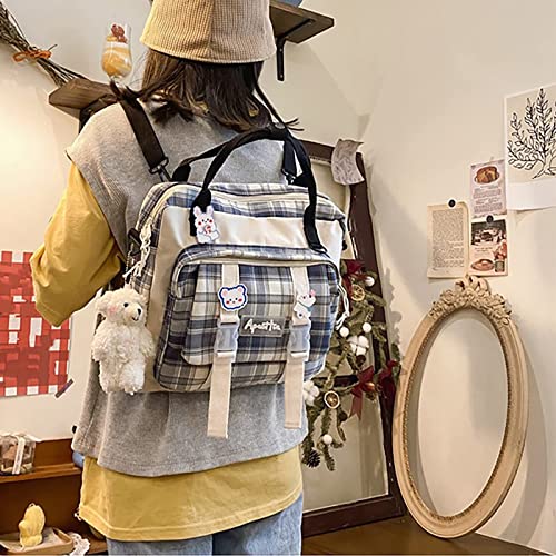 AoMoon Kawaii Backpack Japanese Cute School Bag Ita Bag JK Uniform Bag Aesthetic Backpack with Pin and Cute Accessories for Girls (Black)